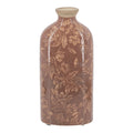 4.7x3x10' Red Ceramic Accent Vase with Floral Motif