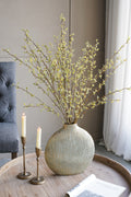 12.2x2.8x12.4' Gold Ceramic Accent Vase with Vertical Ribbed Texture