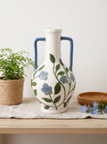 7.1x7.1x12.8' Floral Amphora Ceramic Vase