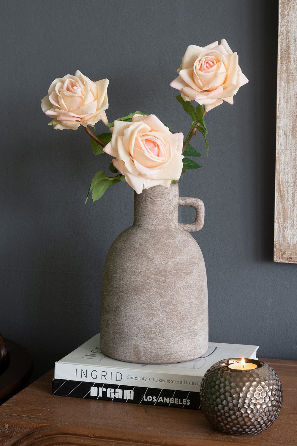 6.5x6.5x10' Decorative Terracotta Jug Vase with Weathered Gray Finish