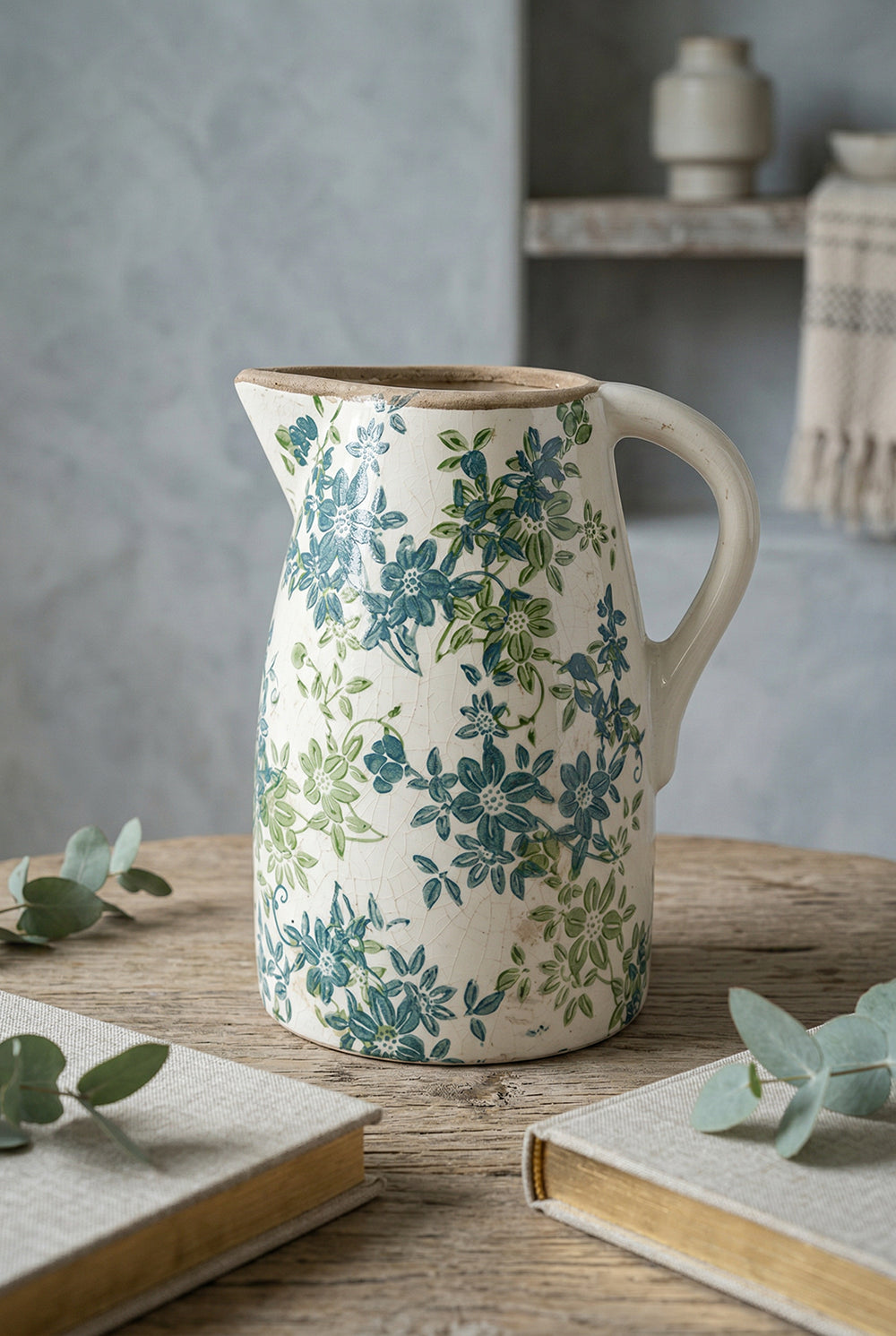 7.9X5.9X9.4' Floral Pitcher Vase