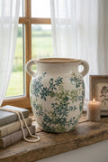 8.9X7.5X9.6' Floral Twin-Handle Vase