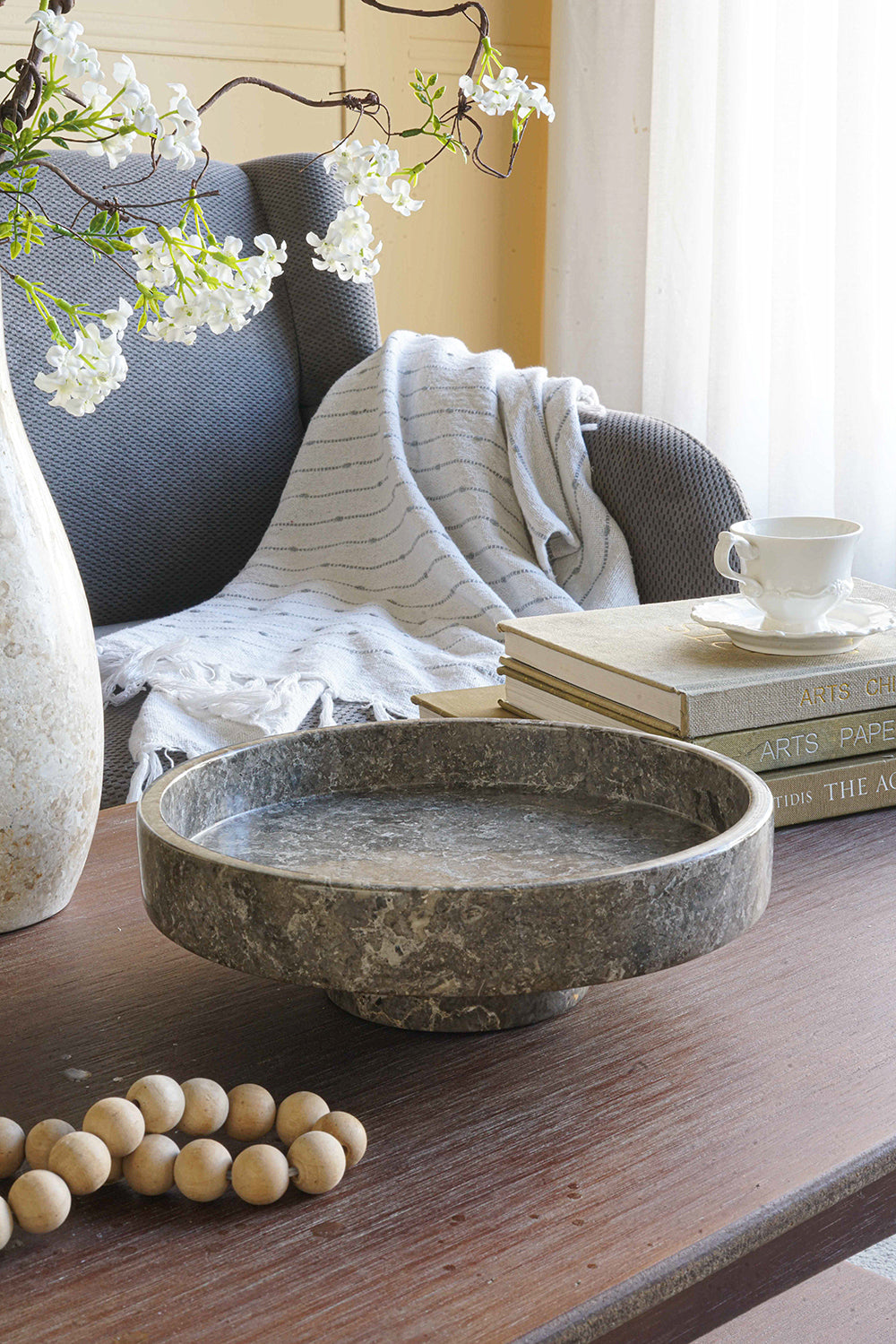 10x10x3' Marble Pedestal Plate, Dark Gray