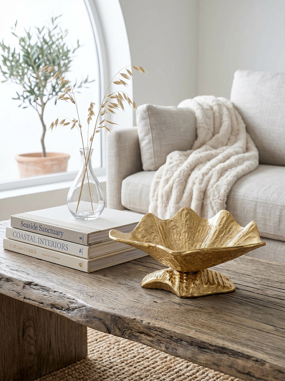 12x8x5.2' Aluminum Footed Gold Decorative Bowl