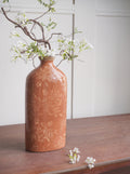 6.7x3.7x14.4' Red Ceramic Accent Vase with Floral Motif