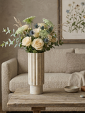 4.5x4.5x11.8' Fluted Marble Decorative Vase