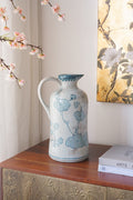 8x6.3x13.2' Classic Blue and White Ceramic Pitcher Vase with Elegant Floral Pattern