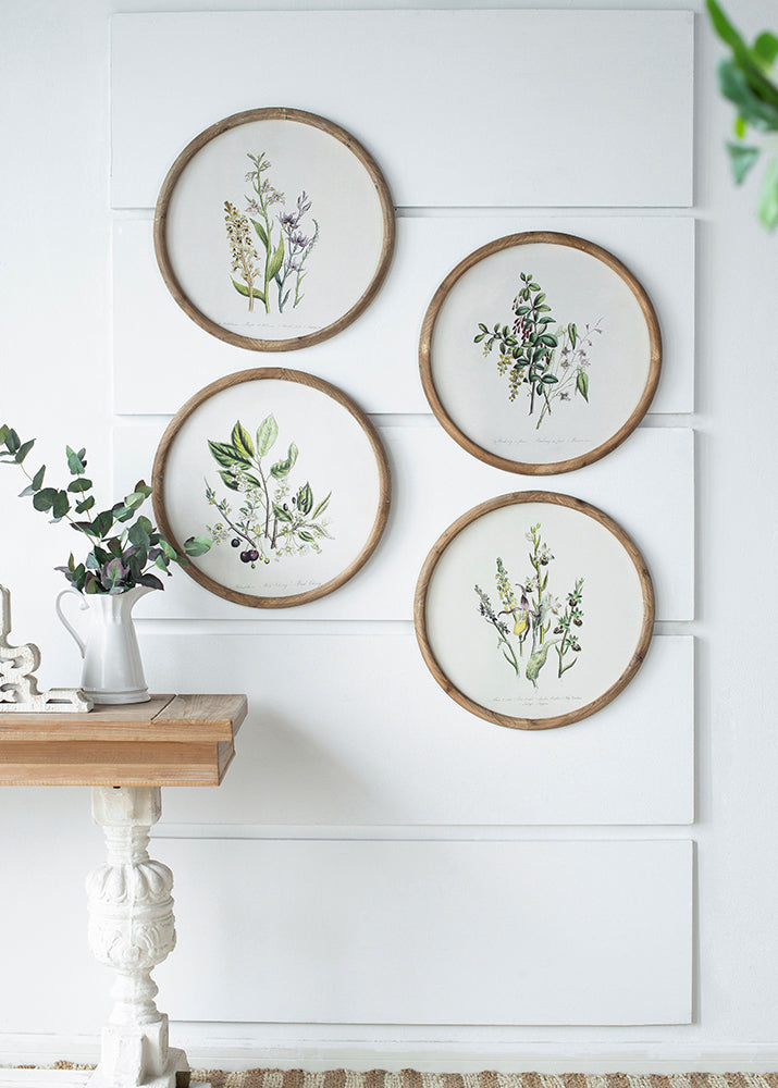 S/4 D19.7' Flora Print Round Frame
