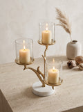11.5x9x13.5' Gold Branch Candelabra Candle Holder with Marble Base