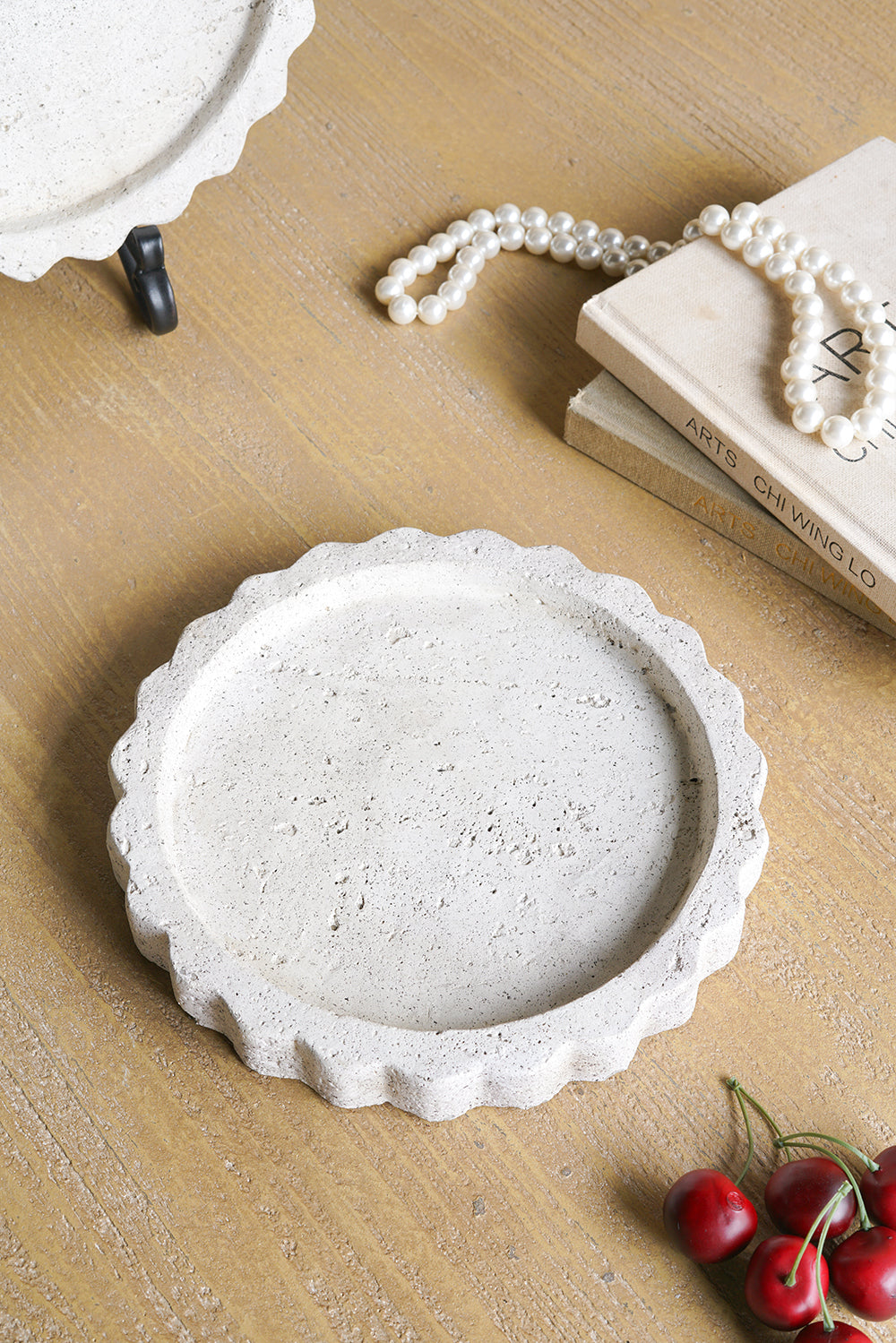 10x10x1.2' Natural White Finish Cement Decorative Tray