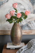 7.1x7.1x13.8' Decorative Ceramic Vase with Textured Bronze Finish