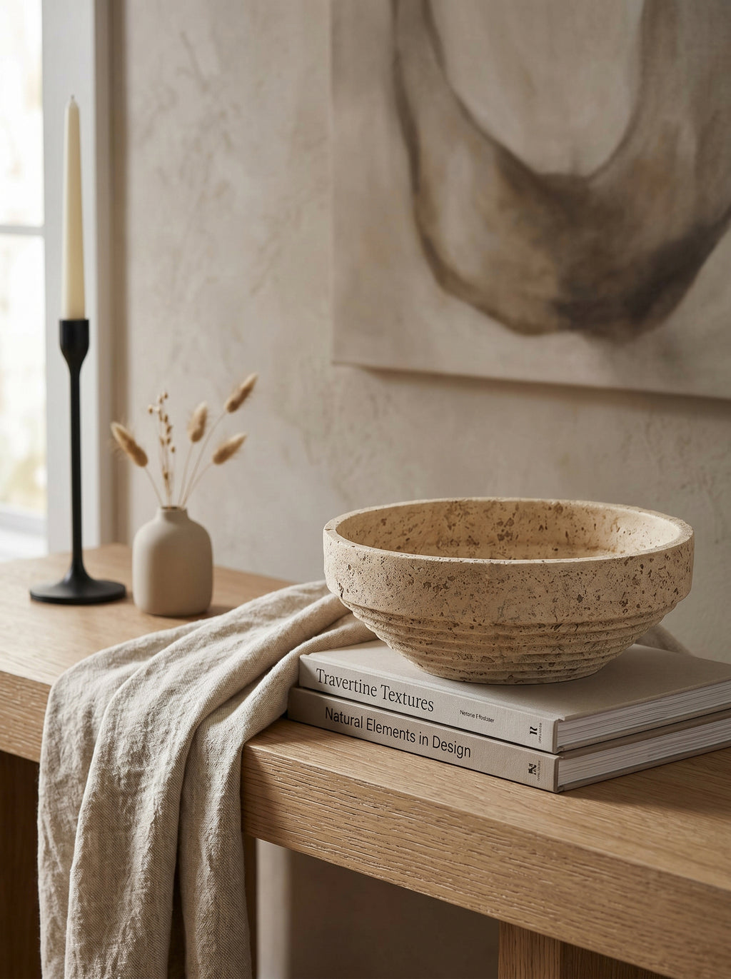 11x3.9x3.9' Cement Ribbed Decorative Bowl