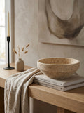 11x3.9x3.9' Cement Ribbed Decorative Bowl