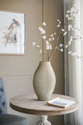 11x3.7x17.5' Gold Ceramic Accent Vase with Vertical Ribbed Texture