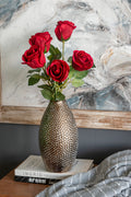 5.3x5.3x11' Decorative Ceramic Vase with Textured Bronze Finish