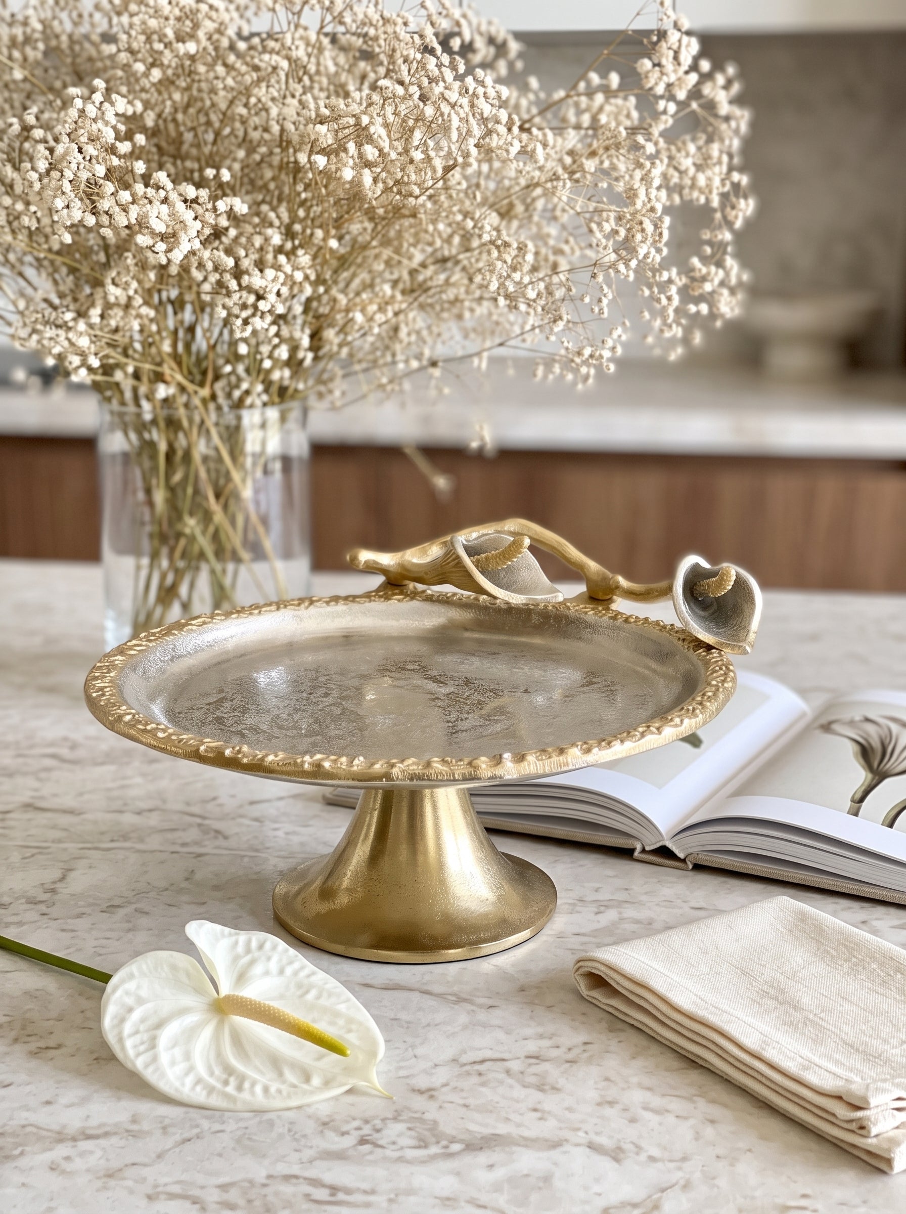 11x10x5.5' Calla Lily Decorative Pedestal Tray